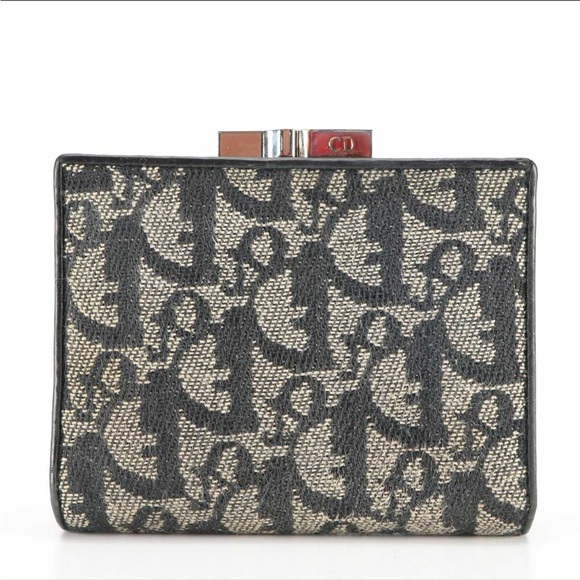 Christian Dior Compact Kisslock Wallet in Oblique Monogram Canvas and Leather - Picture 2 of 8